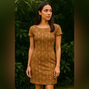 Lauren Ralph Lauren Snake Print Sheath Dress Size M Quiet Luxury Retro Revival